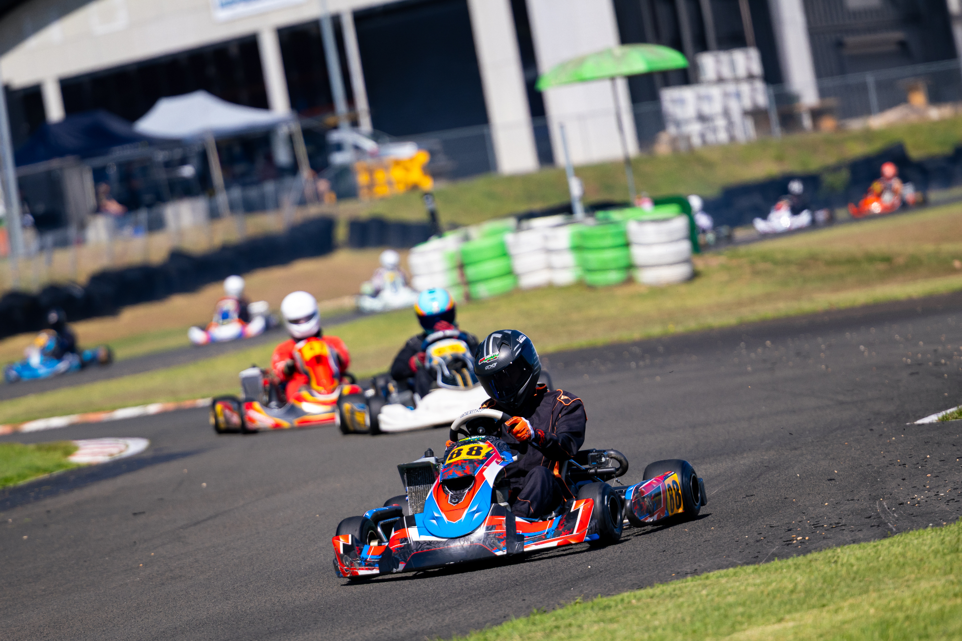 Connor attacking a corner in the kart
